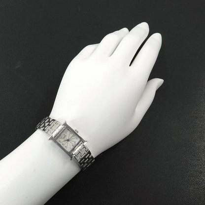 Hermès H Watch Mini HH1.110 in Stainless Steel with White Mother-of-Pearl Dial