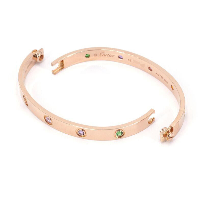 Cartier Love Bracelet New Model #18 in K18 Pink Gold with Multi-color Stones