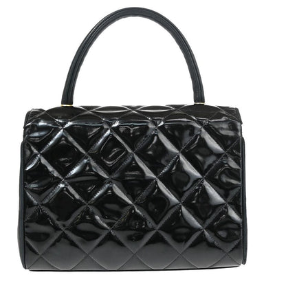 CHANEL CC Logo Matelasse 23 Hand Bag Patent Leather Black