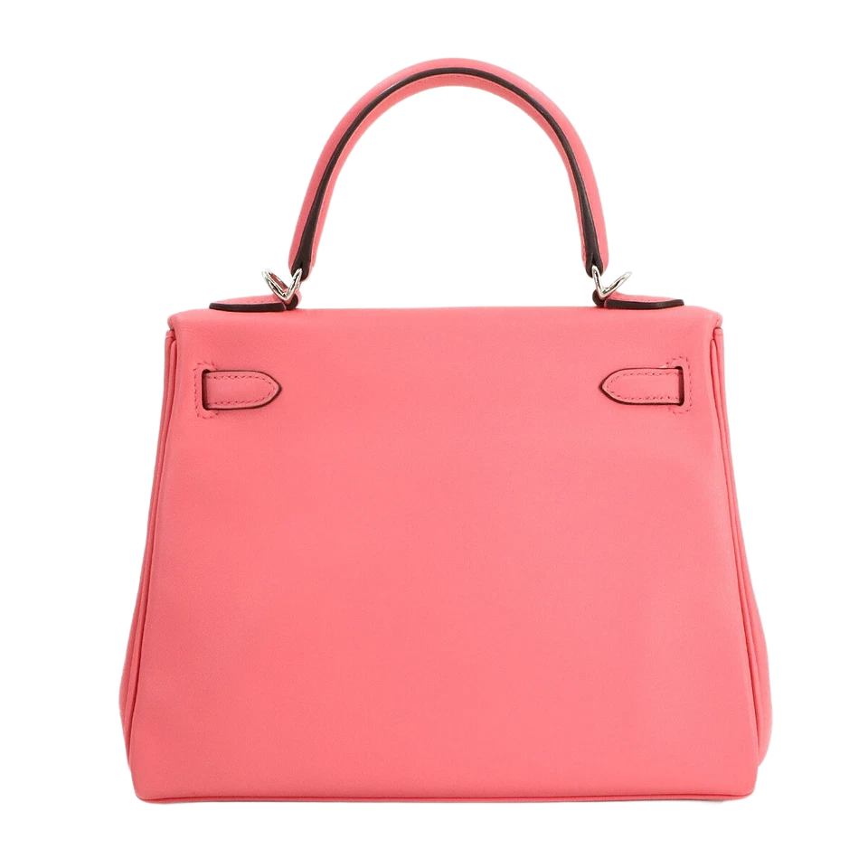 HERMES Kelly 25 2way Hand Shoulder Bag Swift Leather Rose Dete Pink
