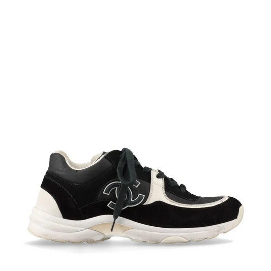Chanel Coco Mark Fabric Sneakers 40 Ladies' Black