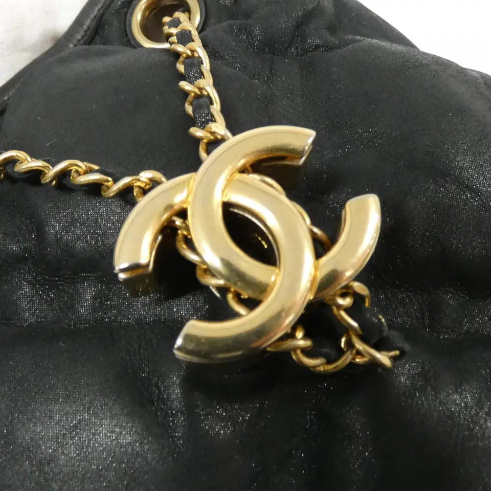 Authentic CHANEL Shoulder Bag in Black with Gold Hardware