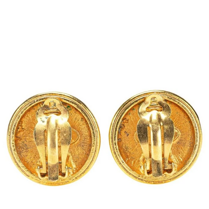 Chanel Vintage CC Logos Round Clip-On Earrings in Gold Tone