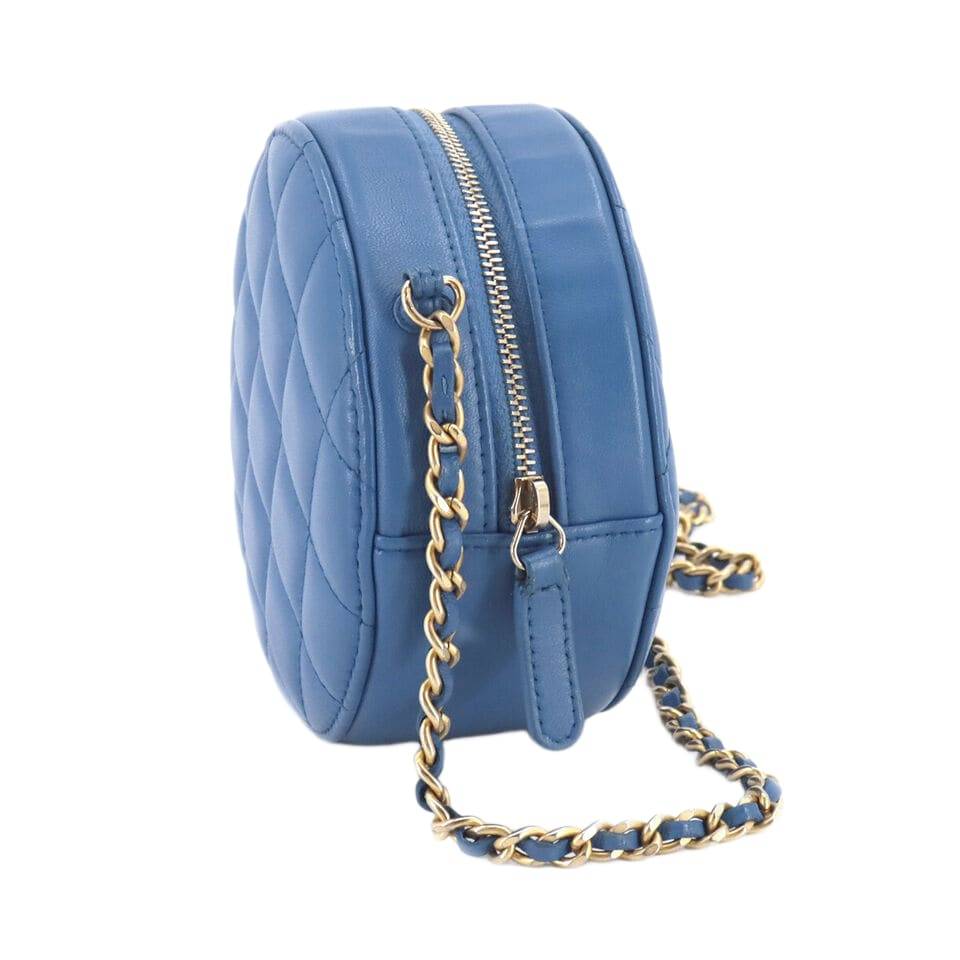CHANEL Matelasse Mini Classic Chain Shoulder Bag Leather Blue