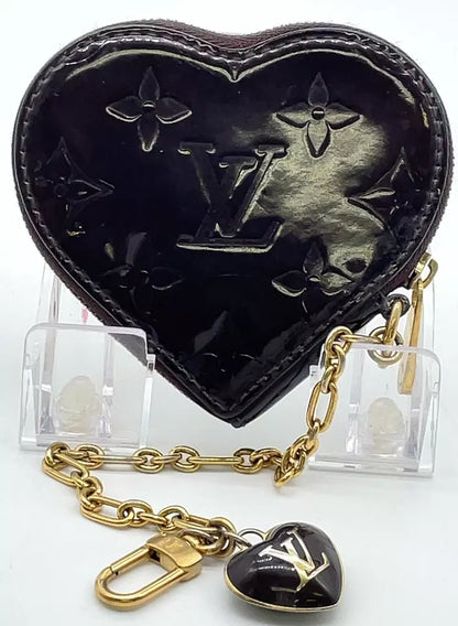 Louis Vuitton Porto Monnaie Coeur Heart Coin Case In Amarante Vernis