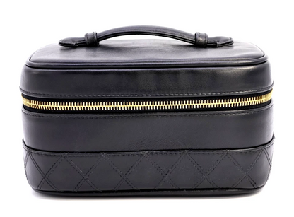 Chanel Matelassé Vanity Bag in Black Leather (Vintage)