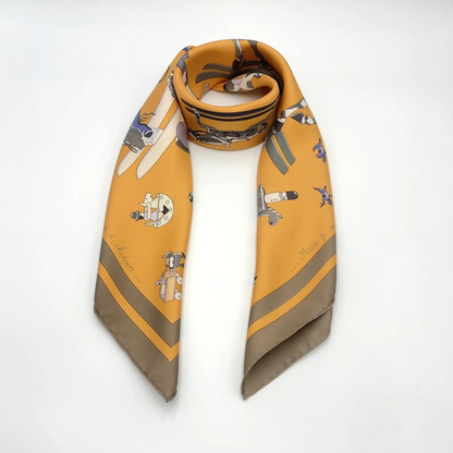 Hermès Carré 90 “Raconte-moi Le Cheval” Silk Scarf in Beige x Multicolor