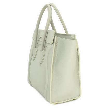 CELINE Luggage Micro Shopper Hand Bag Leather Light Green