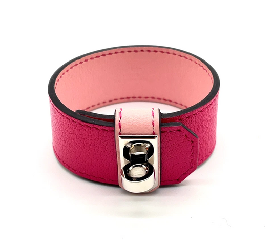 Hermès Kelly Twist GM Double Engraved Leather Bracelet in Pink