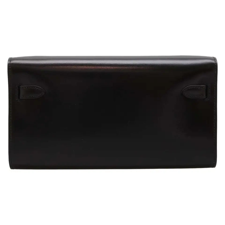 HERMES Kelly Wallet Long to Go Box Calf Leather Black