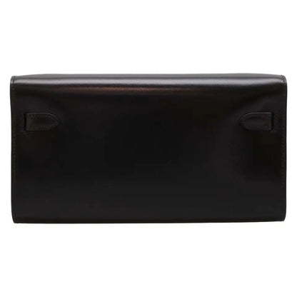 HERMES Kelly Wallet Long to Go Box Calf Leather Black