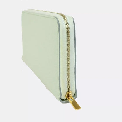 CELINE Logo Around Zipper Long Wallet – Light Green Leather