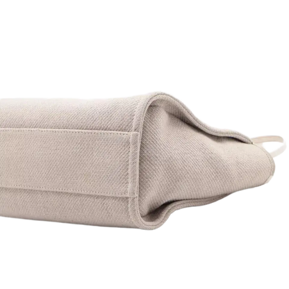 Auth Chanel Tote Bag In Beige Canvas & Leather