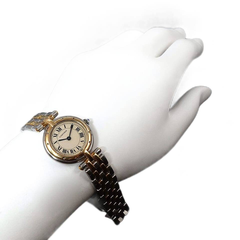 Cartier Panthere SM 2Rows 750 YG Quartz Cream Dial Ladies Watch