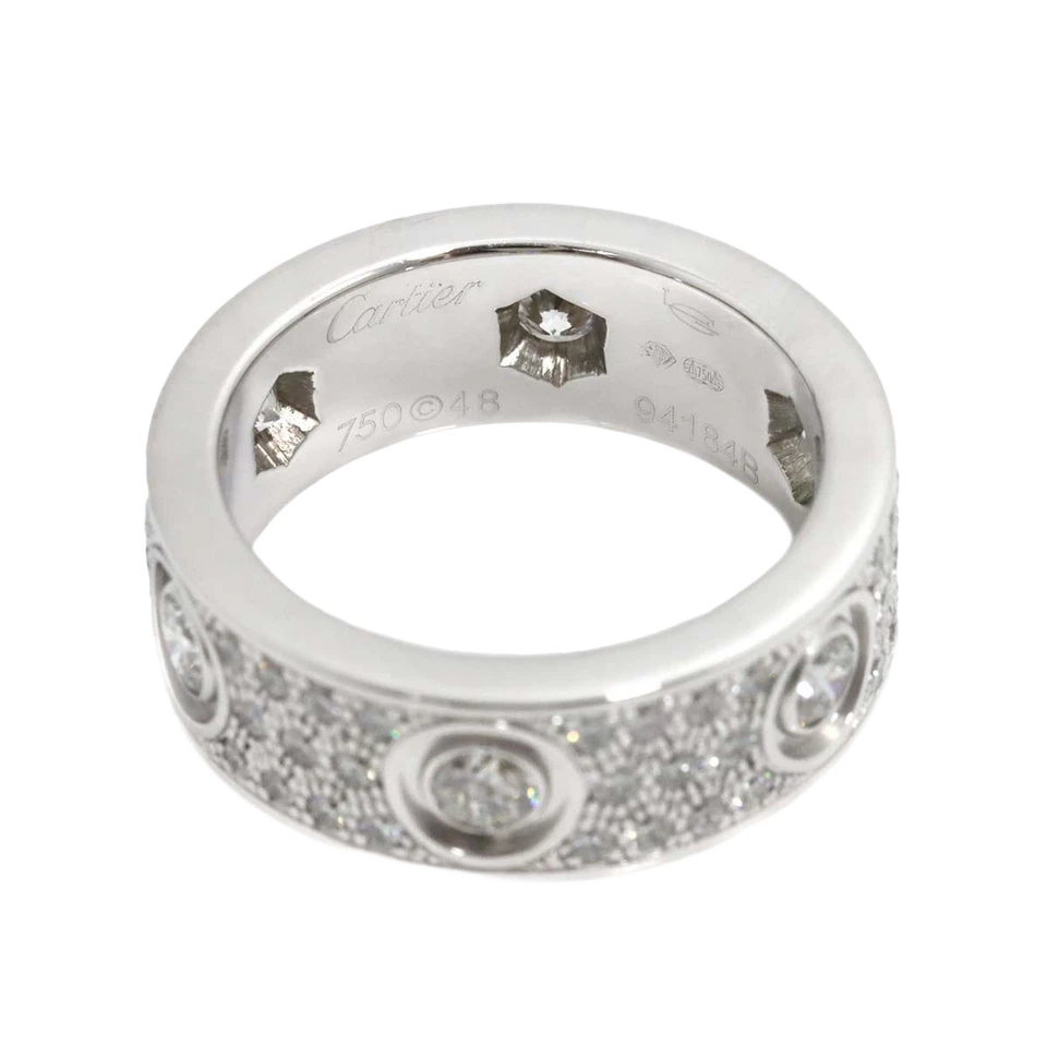 Cartier Love Pave Diamond Ring 18K WG 750 size48 4-4.5(US)