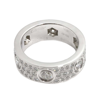 Cartier Love Pave Diamond Ring 18K WG 750 size48 4-4.5(US)