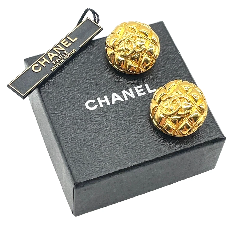 Chanel Matelassé “Melon Pan” Coco Mark Earrings