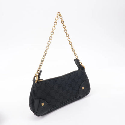 GUCCI Chain Hand Bag Pouch Black GG