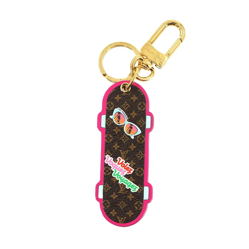 LOUIS VUITTON Monogram Skateboard Bag Charm Key Holder Brown