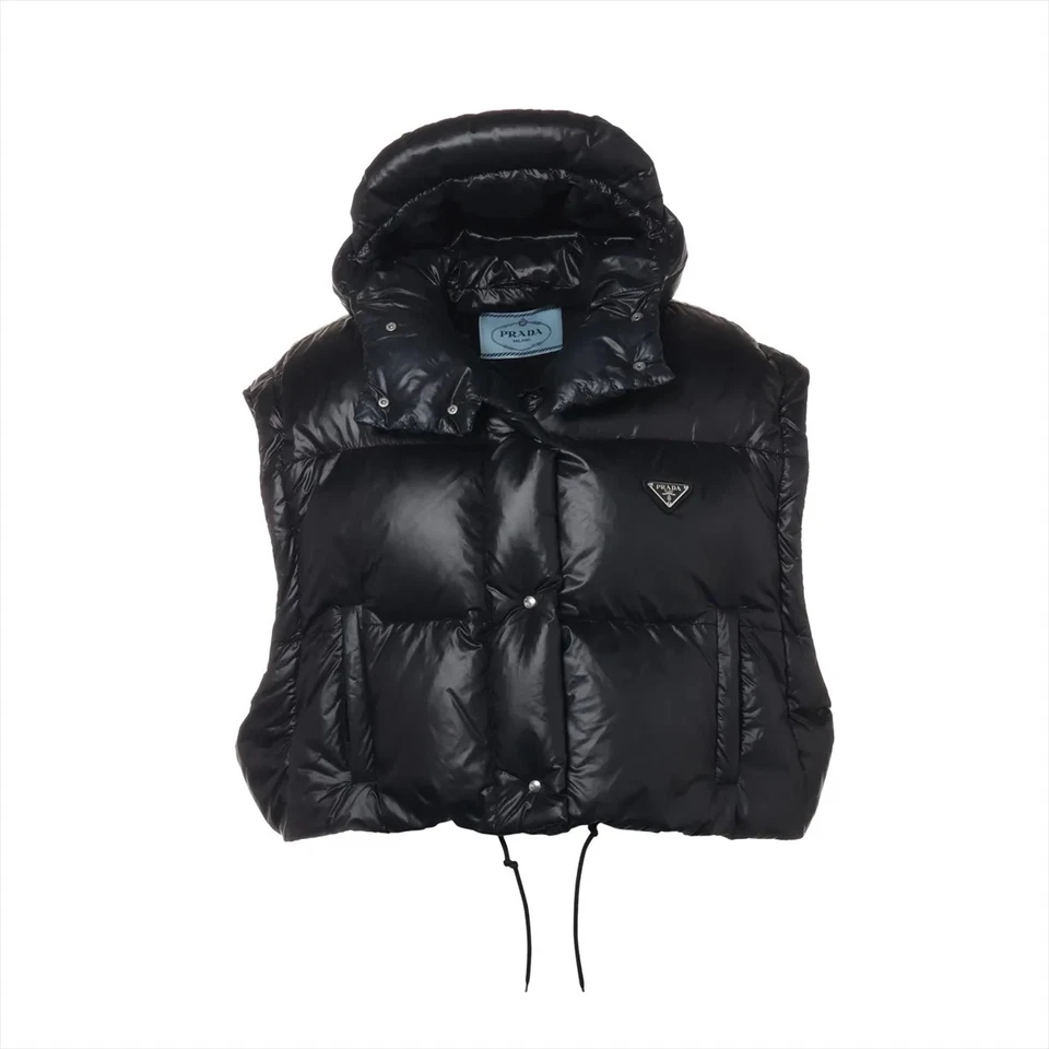 Prada Triangle Logo 22 Years Nylon Down Jacket 38 Ladies' Black