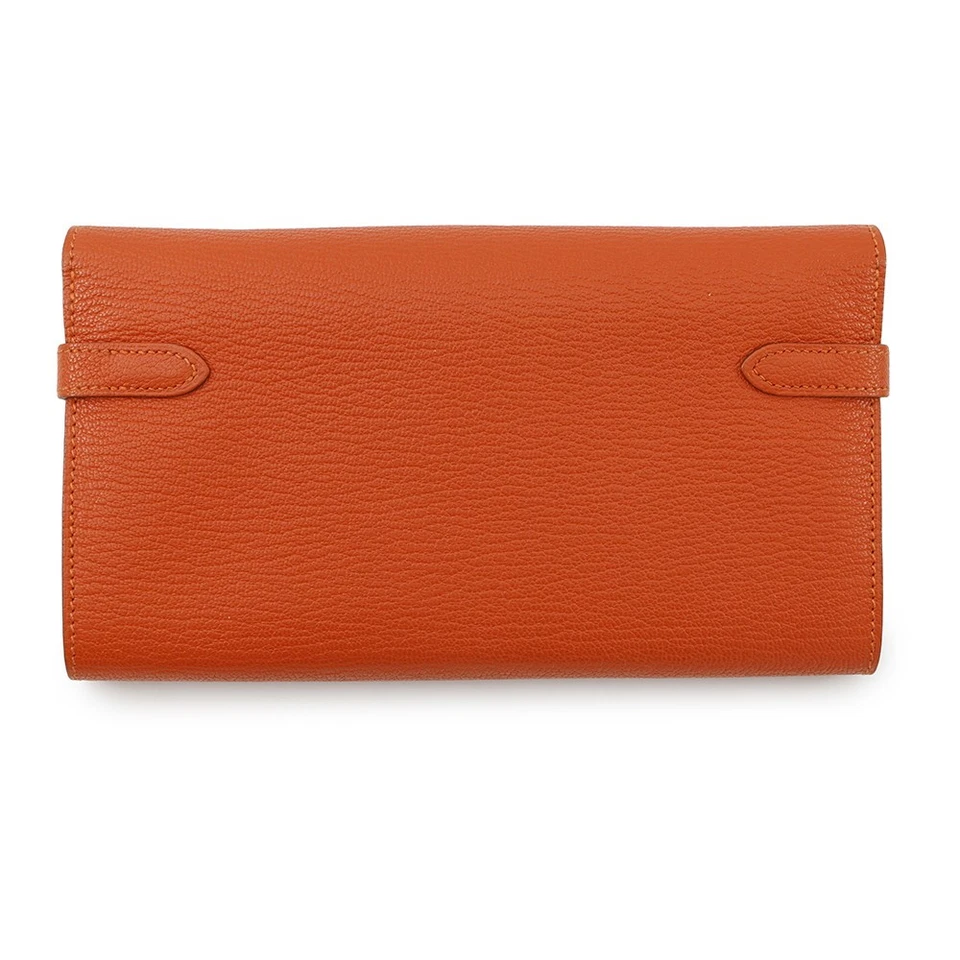 HERMES Kelly Wallet Chevre Myzore Goatskin Orange