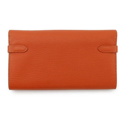 HERMES Kelly Wallet Chevre Myzore Goatskin Orange