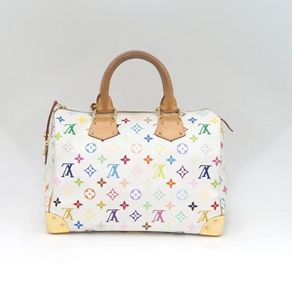 Louis Vuitton Multicolor Speedy 30 in White Monogram Canvas