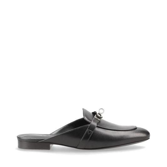 Hermès Oz Leather Mule 38 Ladies' Black Kelly Metal Fittings