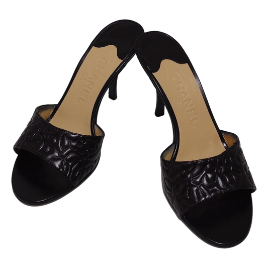 CHANEL Black Leather Women's Sandals
