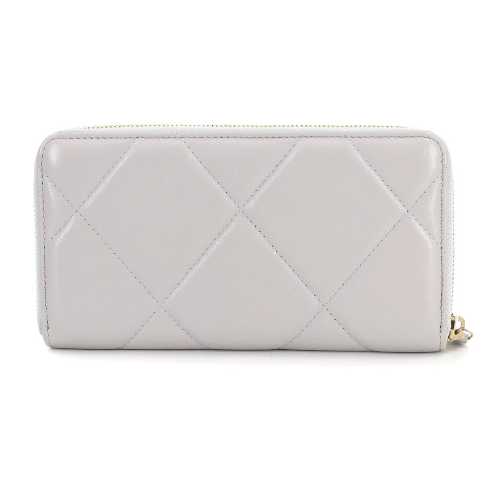 Chanel 19 Zipped Around Long Wallet in Grey Leather