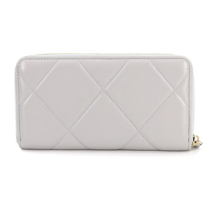 Chanel 19 Zipped Around Long Wallet in Grey Leather