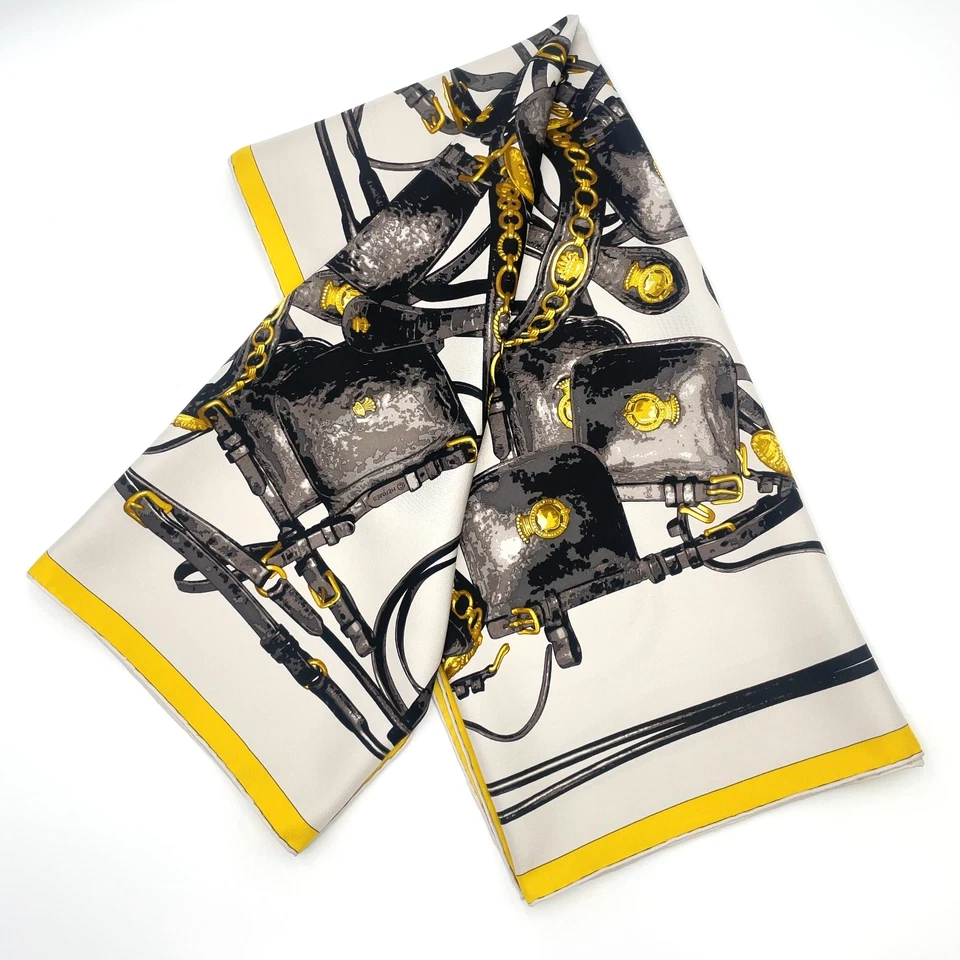 Hermès Carré 90 Brides Rebelles Scarf in Grey x Multicolor Silk