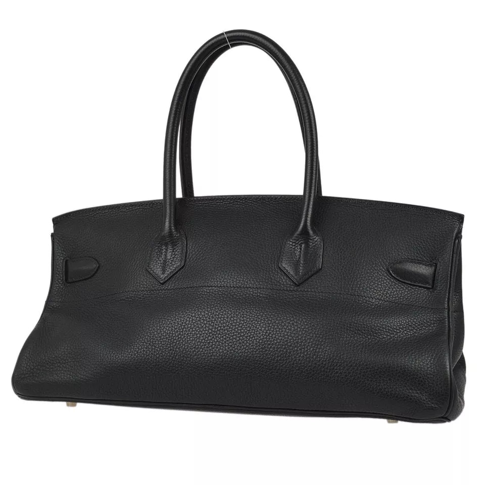 Hermes Black Taurillon Clemence Shoulder Birkin Handbag