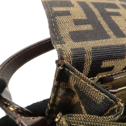 FENDI Zucca Canvas Leather Shoulder Bag