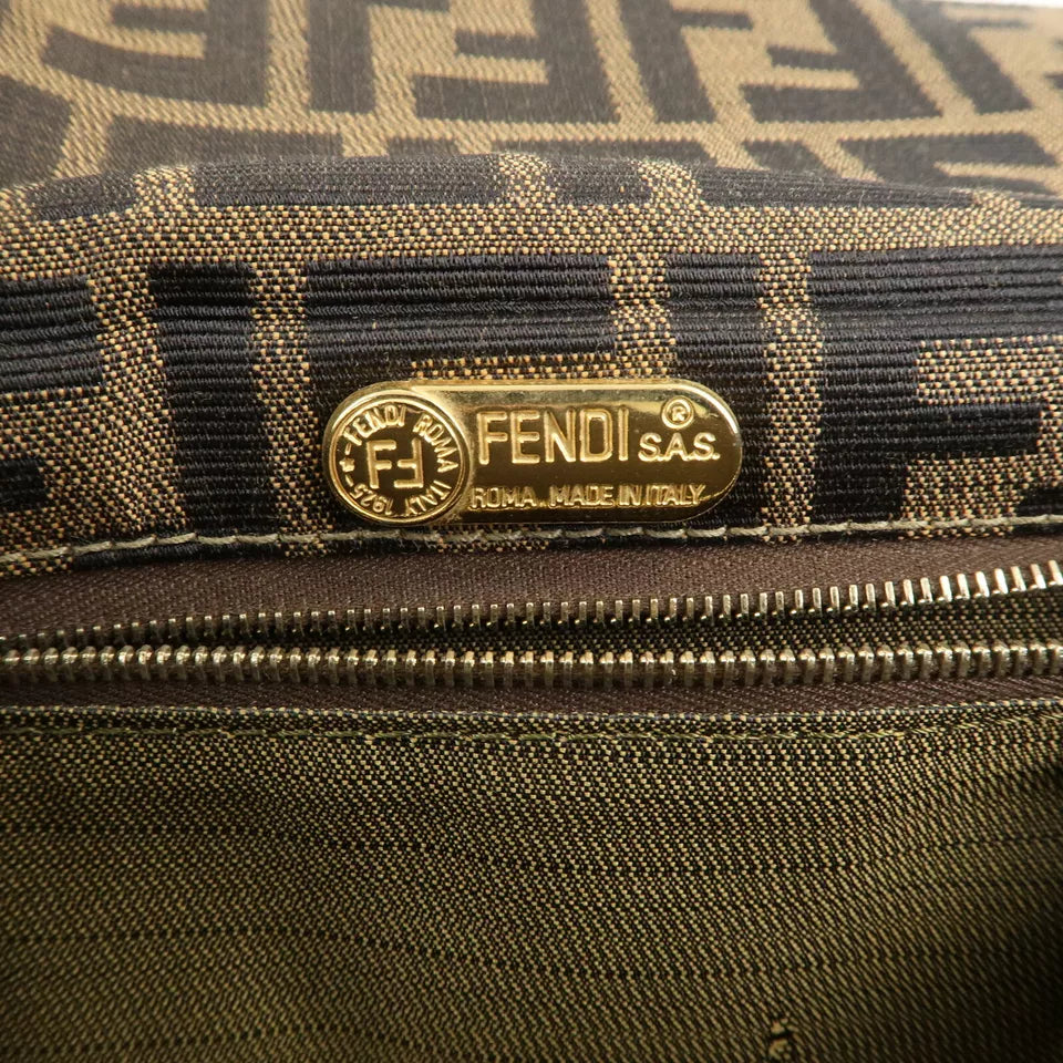 FENDI Zucca Canvas Leather Shoulder Bag