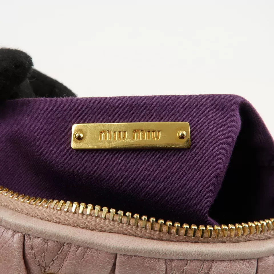 MIU MIU Logo Leather Matelasse Chain Shoulder Bag