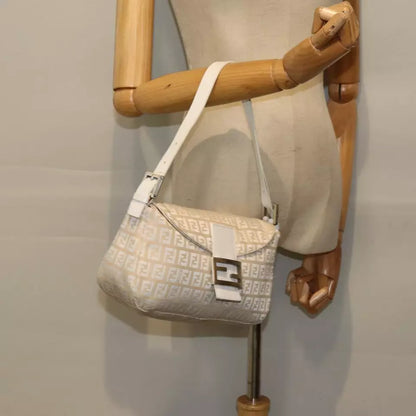 FENDI Zucchino Canvas Mamma Baguette Shoulder Bag