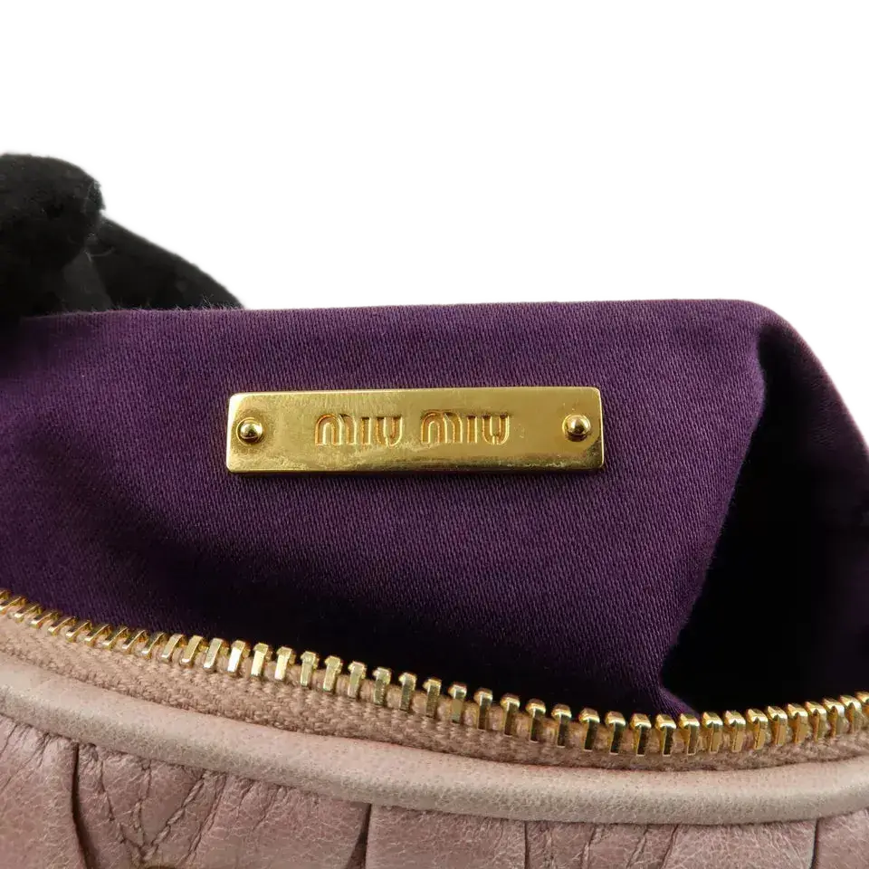MIU MIU Logo Leather Matelasse Chain Shoulder Bag