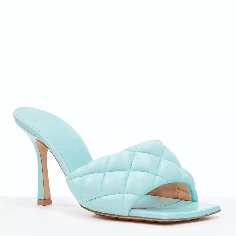 BOTTEGA VENETA Padded Matelasse Square Toe Mule Sandals