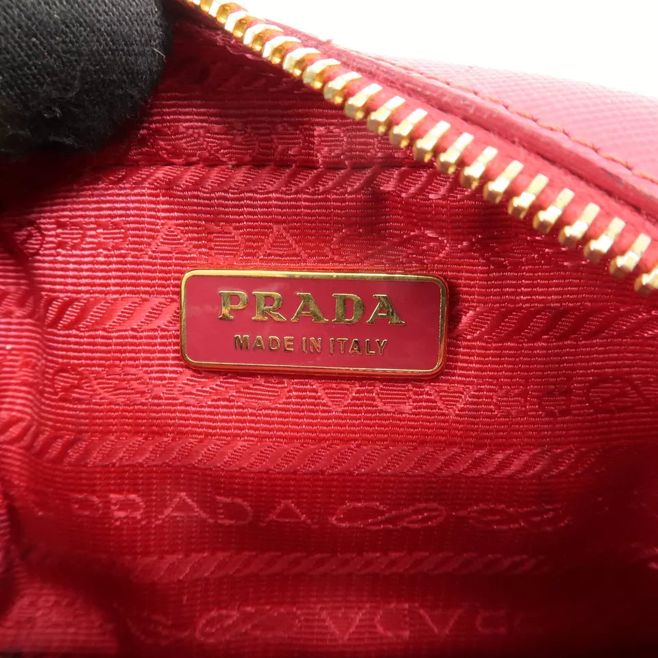 PRADA Logo Safiano Leather Mini Hand Bag