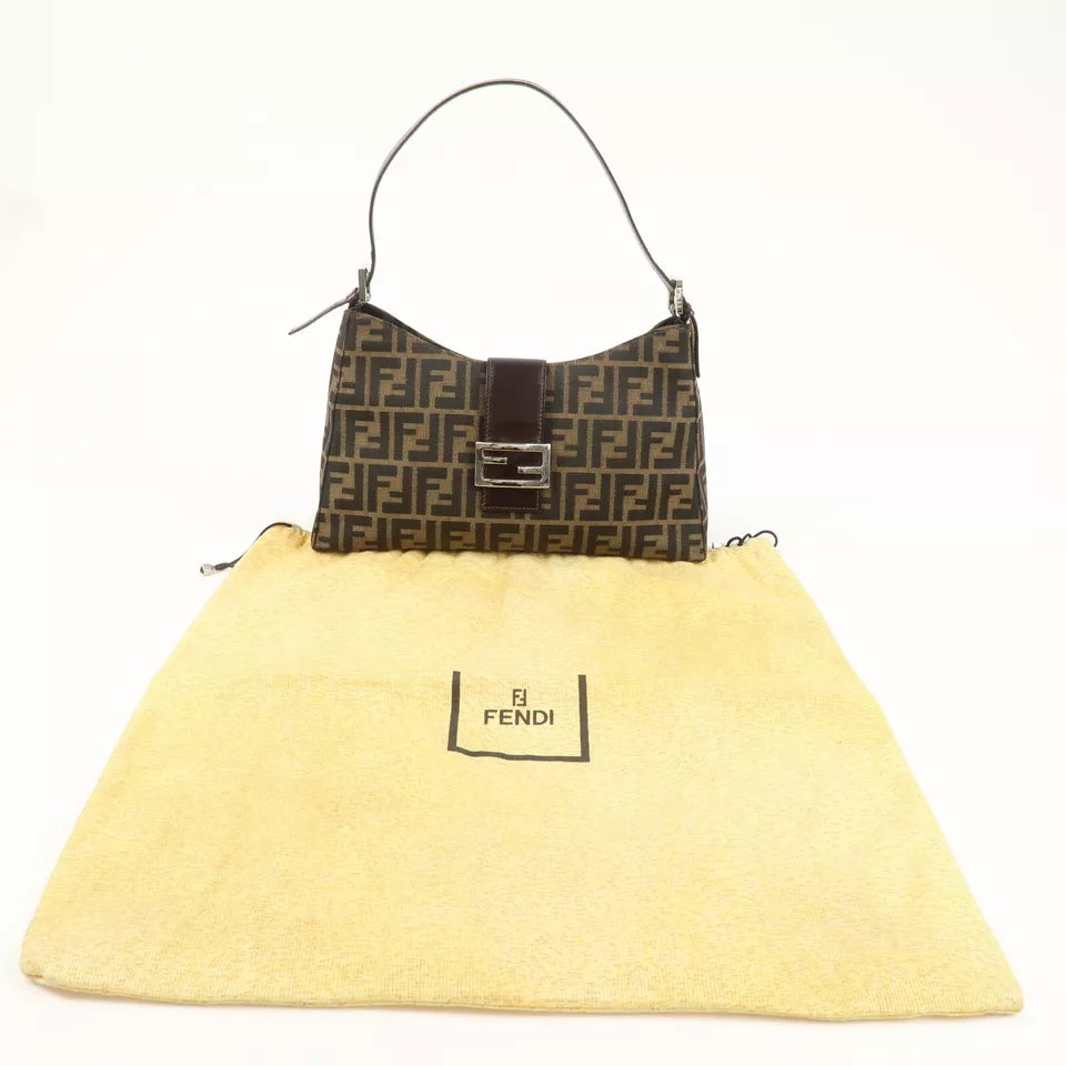 FENDI Zucca Canvas Leather One Shoulder Bag