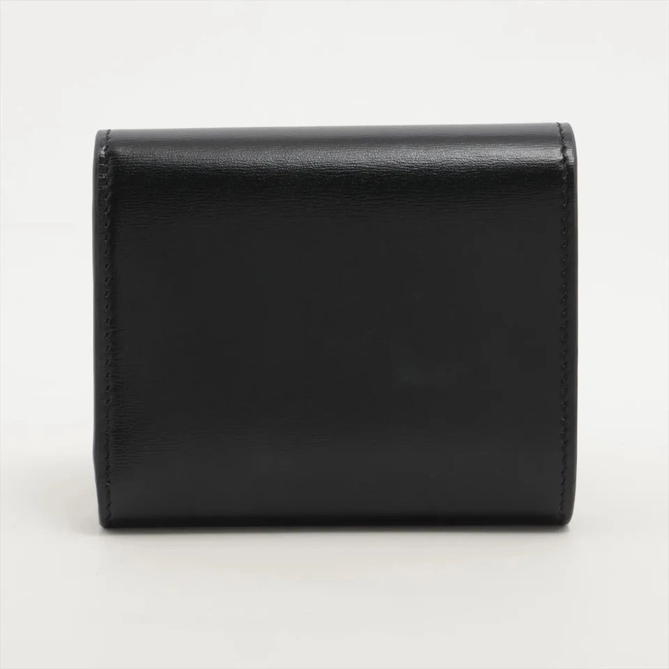Celine Triomphe Small Flap Wallet Leather Compact Wallet Black