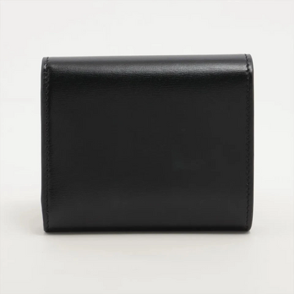 Celine Triomphe Small Flap Wallet Leather Compact Wallet Black