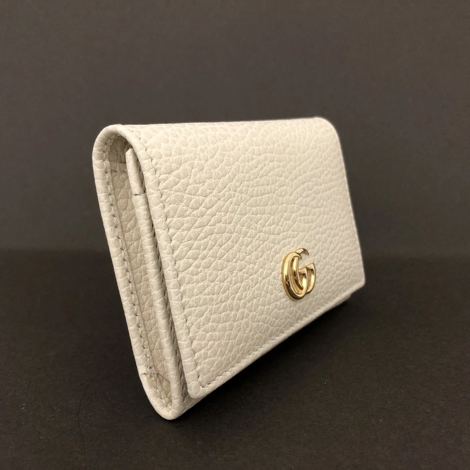 Gucci GG Marmont Leather Card Case in White