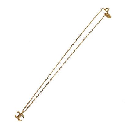 CHANEL Used CC Logos Gold Plated Chain Necklace 376 Vintage