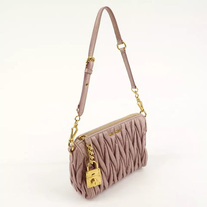 MIU MIU Logo Leather Matelasse Chain Shoulder Bag