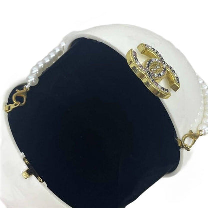 CHANEL VIP Limited Coco Mark Rhinestone 2-Way Chain Shoulder Pearl Hand Bag