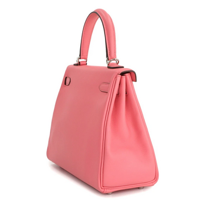 HERMES Kelly 25 2way Hand Shoulder Bag Swift Leather Rose Dete Pink