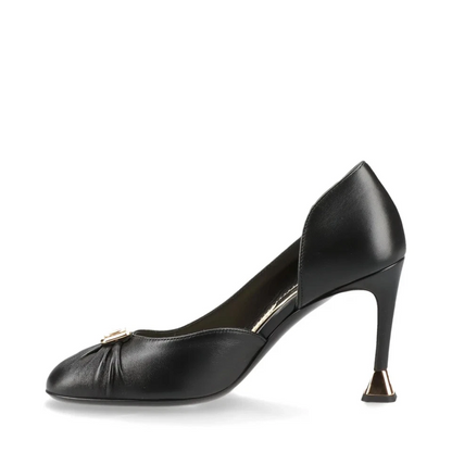 Chanel Coco Mark Leather Pumps 36 Ladies' Black×Gold