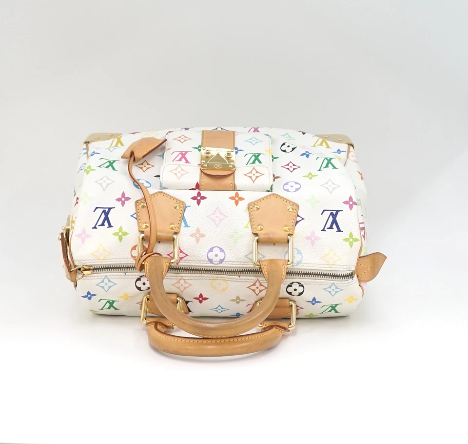 Louis Vuitton Multicolor Speedy 30 in White Monogram Canvas